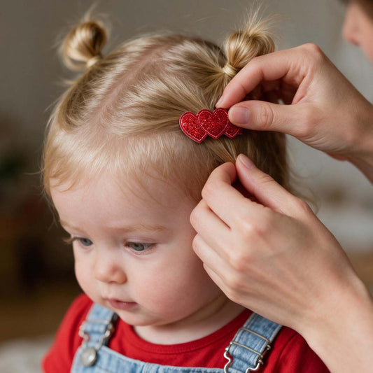 Barrettes bébé Cœurs Chanceux Pailletés