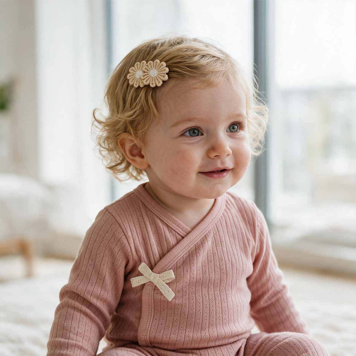 Barrettes bébé Coquine Beige